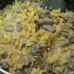 Beef stroganoff with over egg noodles