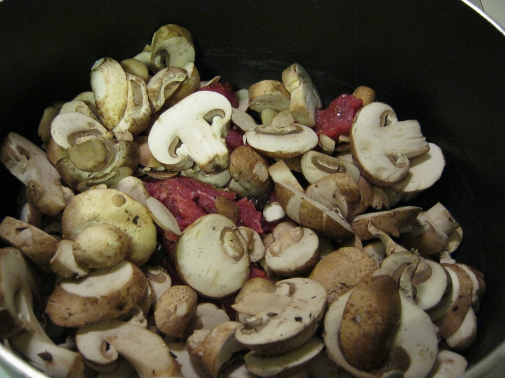 Beef and Mushrooms ready to cook