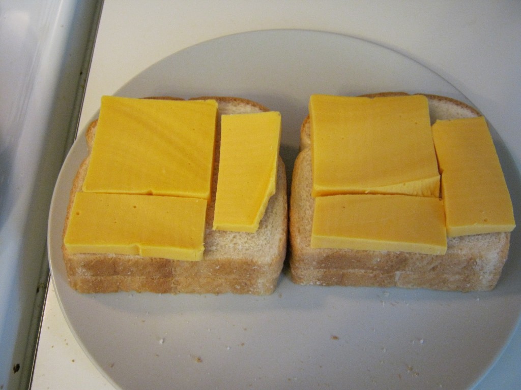 Velveeta cheese on bread