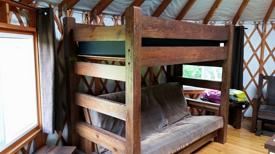 Futon and bunk in the yurt