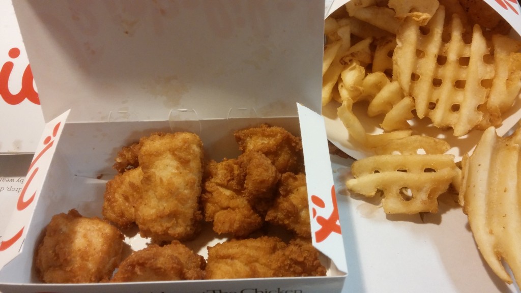 chick-fil-a chicken nuggets and waggle fries