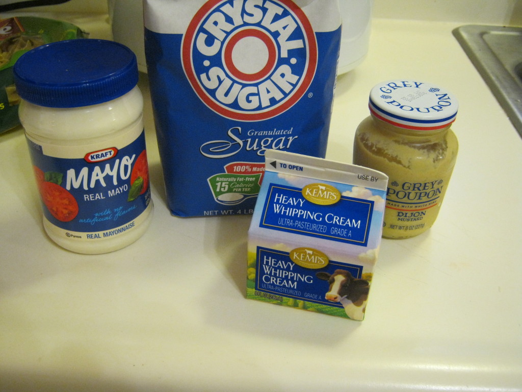 Mayo, sugar, mustard, heavy whipping cream